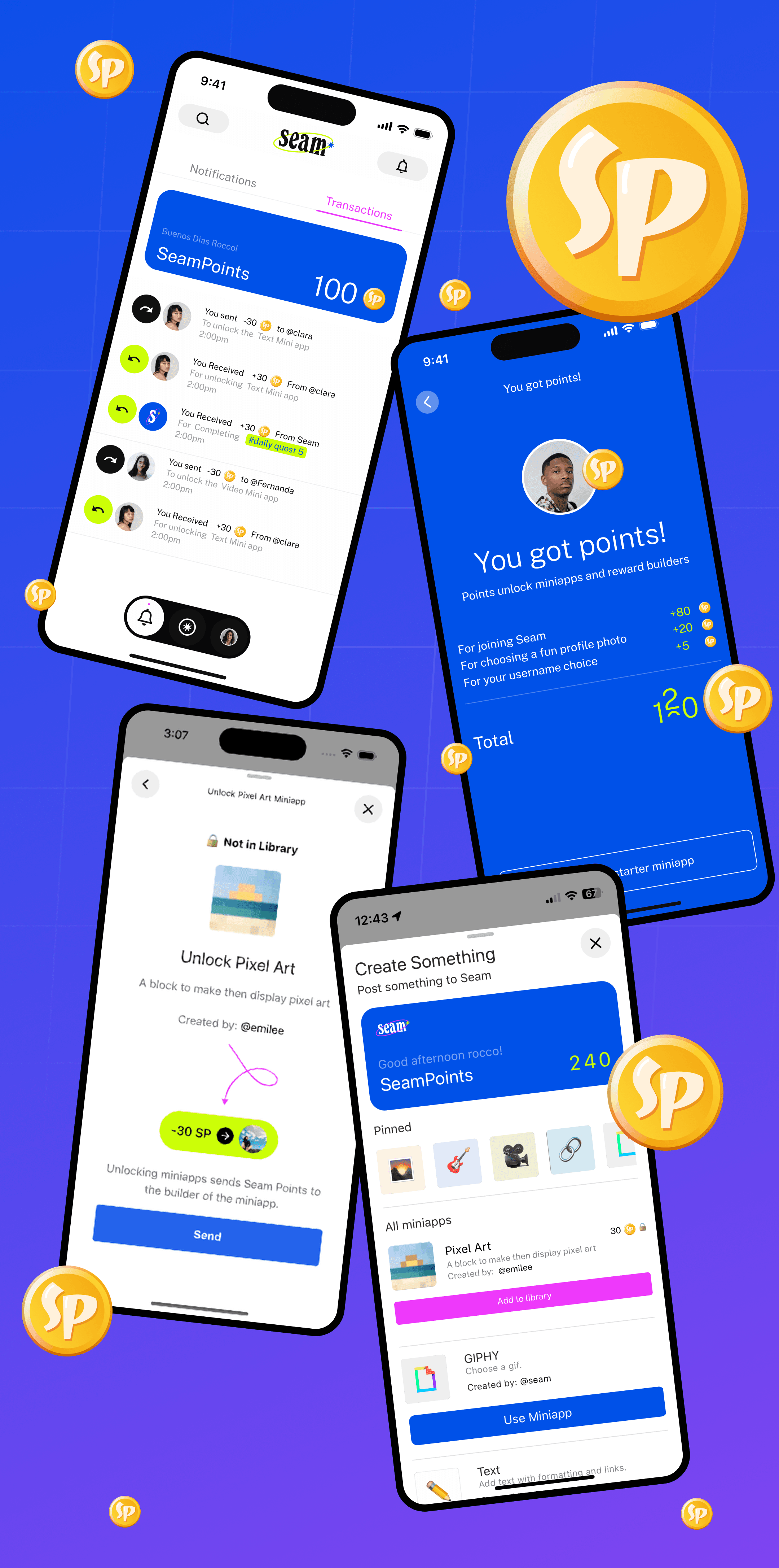 Seam Points unlock miniapps and reward the miniapp builders.